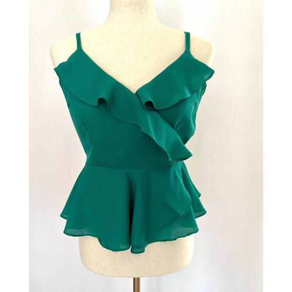 Asos Green Ruffle Sleeveless Wrap Top, Size 6 - Picture 1 of 4